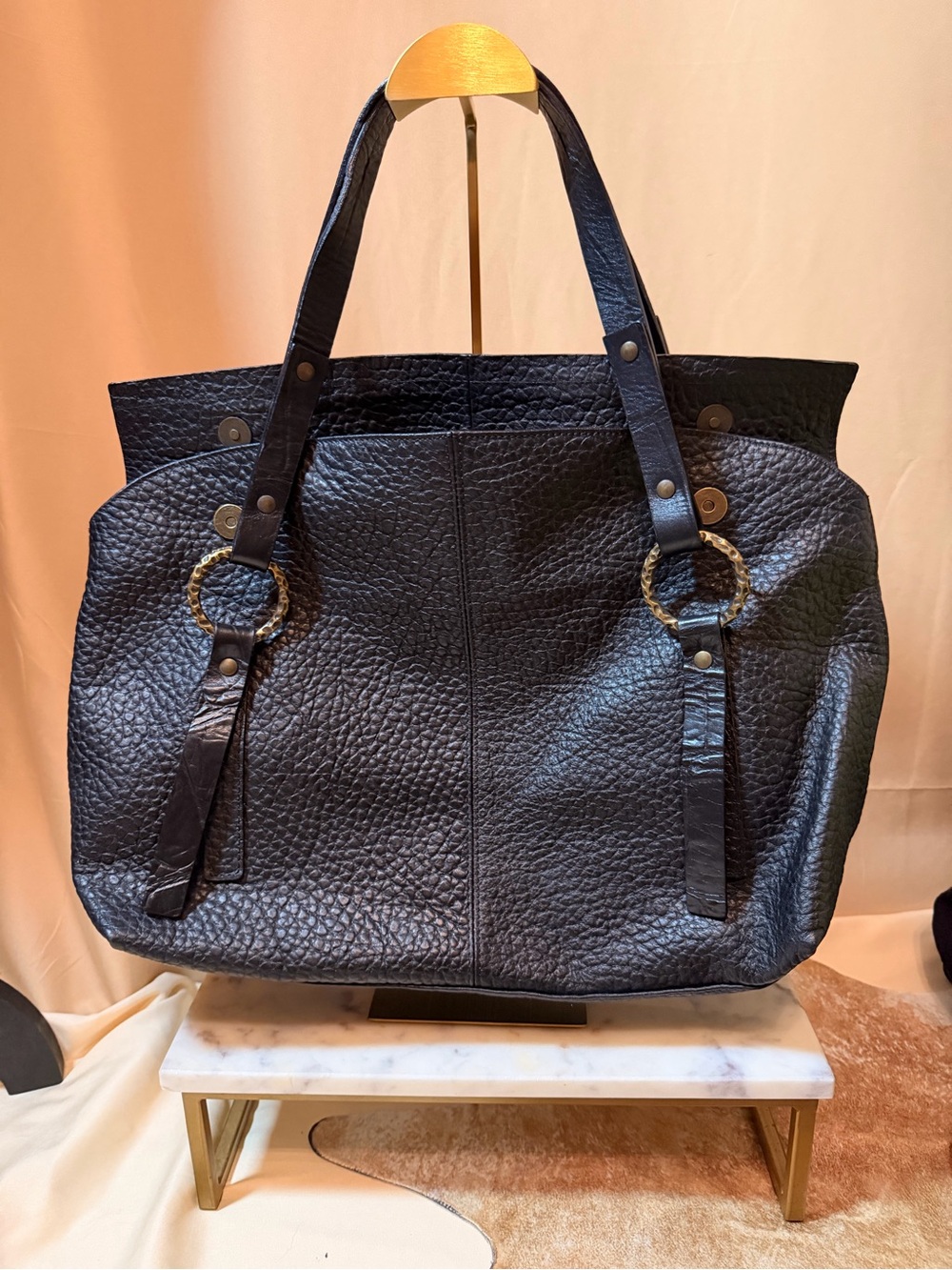 Marco Buggiani soft Leather Tote Bag with Ring Accent